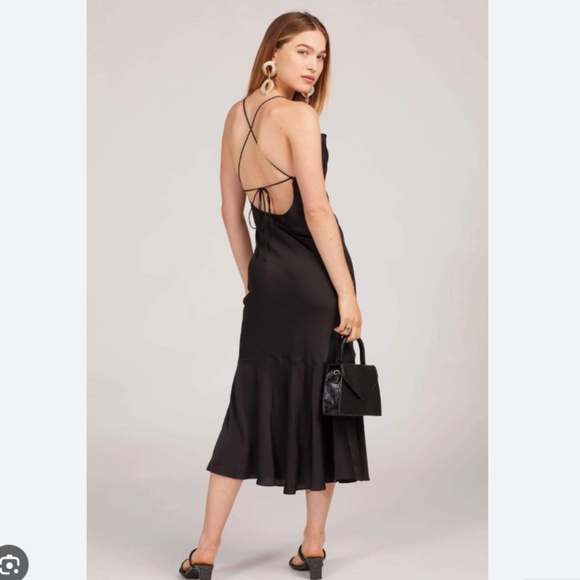NWT The Line by K black midi Slip dress / backless XS - Picture 2 of 9